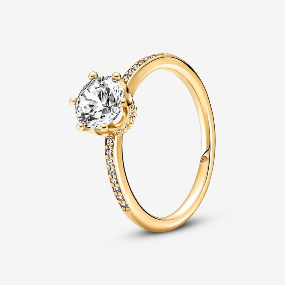 Pandora Clear Sparkling Crown Solitaire Ring NWT